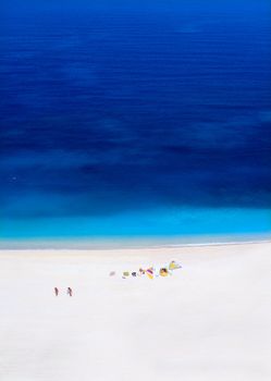 Myrtos beach Kefalonia, Greece. With two windsurfers