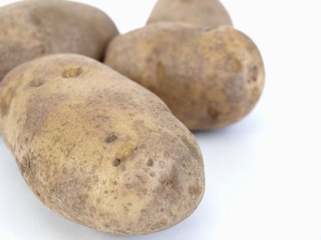 Large baker potatoes isolated on a white background.