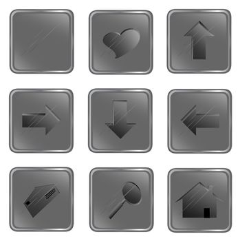 Illustration of the grey square web buttons