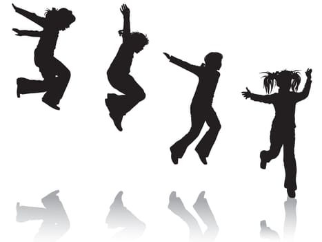 silhouette of cheerful child against white background