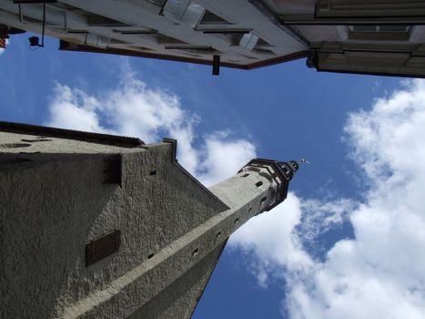 Architecture of Tallinn, Estonia. Blue sky and white clouds.