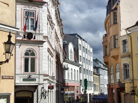 City centre. Typical street of Estonia capital city - Tallinn.