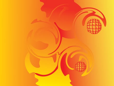 The ornate floral abstract in red and yellow
