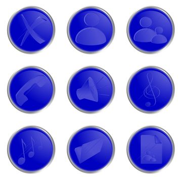 Illustration of the blue round web buttons