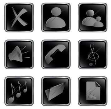 Illustration of the black square web buttons