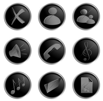 Illustration of the black round web buttons