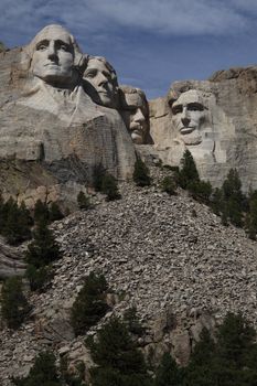 Low angle view of Mount Rushmore in South dakota
