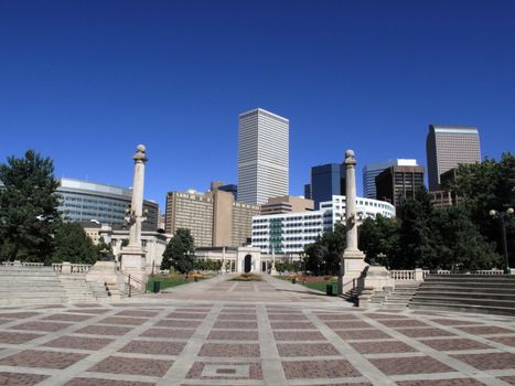Colorado tourist attractions and Denver city skyline.