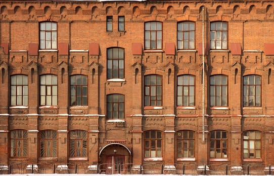 facade of the old brick building 