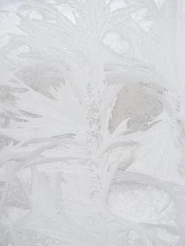 Winter frost window with the ornate crystals