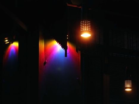 Thr club multicolored light in the dark