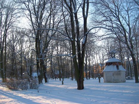 Big cemetery of Riga, Latvia in winter