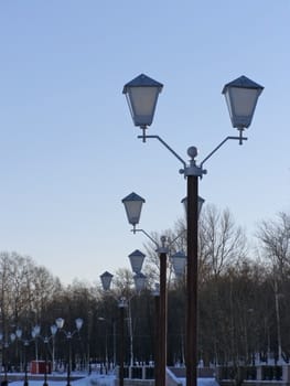 The row of the town lanterns winter season 