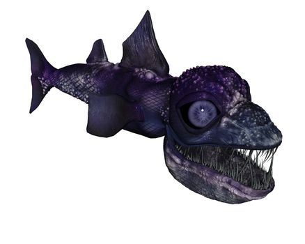 3D rendered creature from the deep ocean rendered on white background isolated