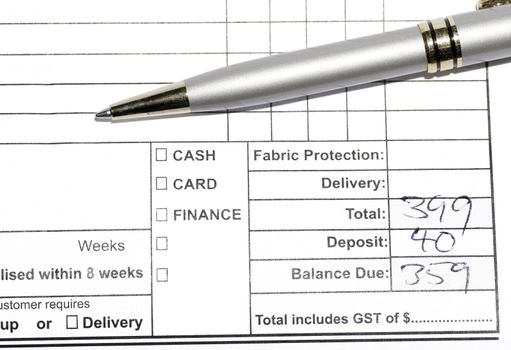 Silver Pen On Invoice Statement, Business Background