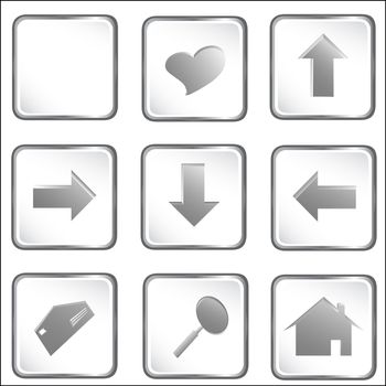 Vector illustration of the white square web buttons