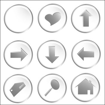 Vector illustration of the white spheric web buttons