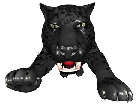 3D rendered image of Black panther on white background an isolated