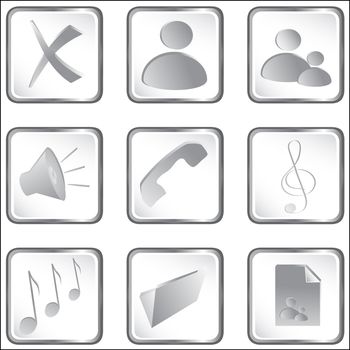 Vector Illustration of the white square web buttons set 2