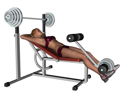 3D rendered training woman on excersise equipment on white background isolated