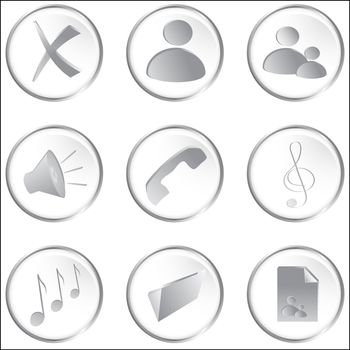 Vector Illustration of the white round web buttons set 2