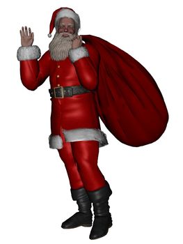 3D rendered Santa Claus on white background isolated