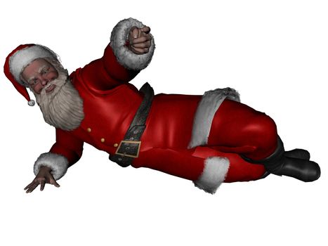 3D rendered Santa Claus on white background isolated