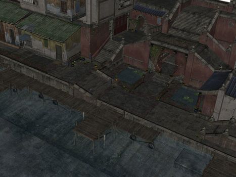 3D rendered image of ancient street of China 