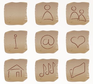 Vector illustration of the beige square web buttons set1