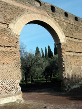 the roman ruins of Villa Adriana, the ancient residence of roman emperors near Rome