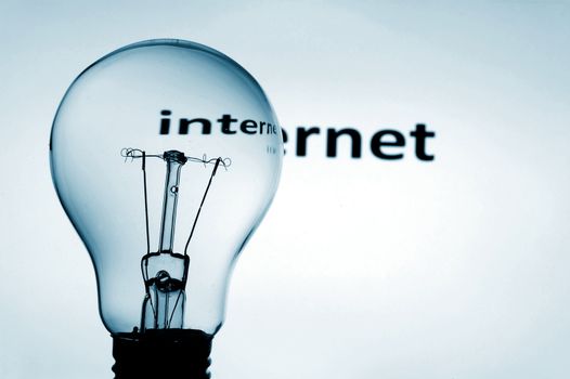 bulb on blue background showing concept of internet communication