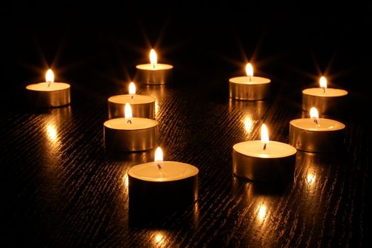 romantic candle light on a black background