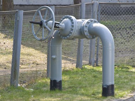 Gas station with big gas valve in the outdoors