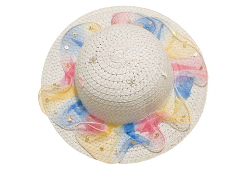 Single isolated girl summer panama hat against the white background