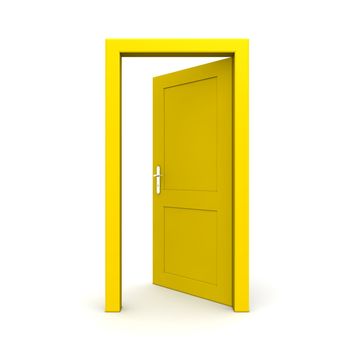 single yellow door open - door frame only, no walls