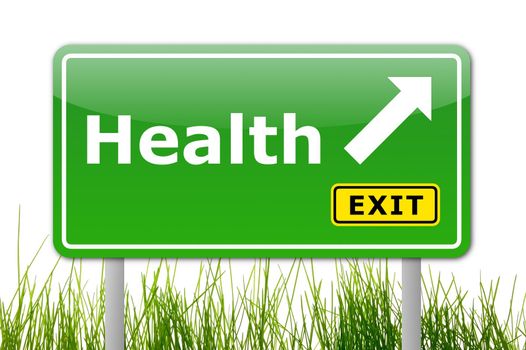 health concept with road sign showing healthy lifestyle