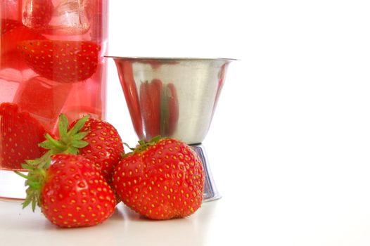 alcoholic strawberry summer drink with red fruits and alcohol