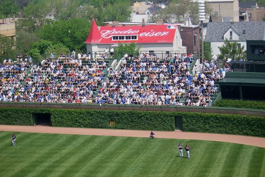 Chicago Cubs fans pack the seats near the ivy