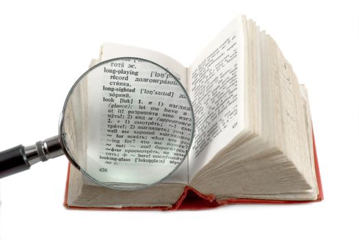 The pocket dictionary consider under a magnifier