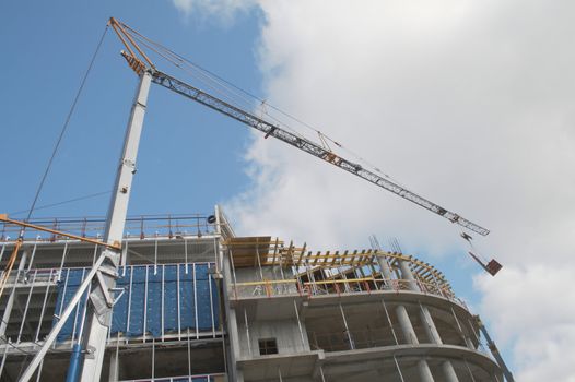 crane with remote control in building
