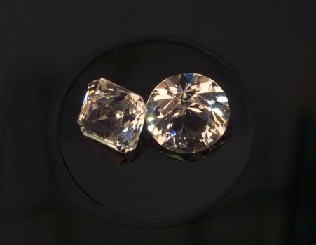 faceted stones on a dark background