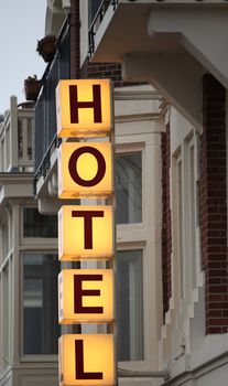 Hotel sign in amsterdam, netherlands.