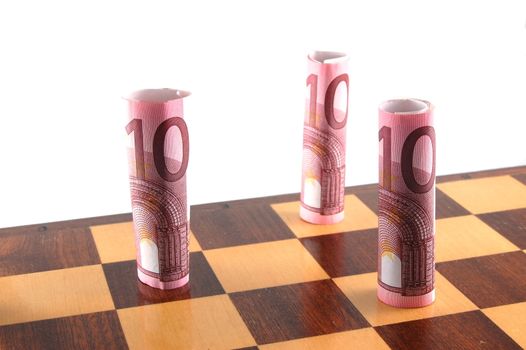 Some chessman isolated on a white background.