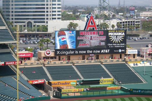 Famous big "A" scoreboard of the Angels baseball team in California.
