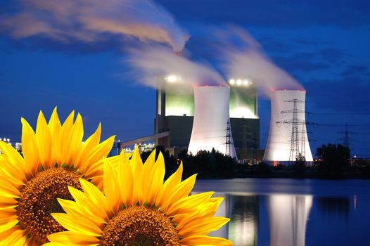 new and old energy showing concept environment and power production