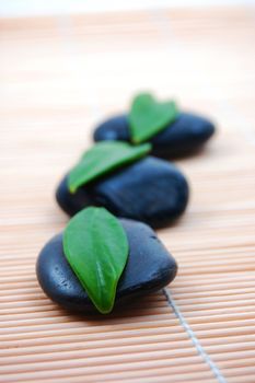 zen stones in bathroom showing a wellness concept