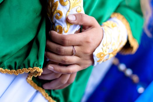 ring, hands and medieval dress
