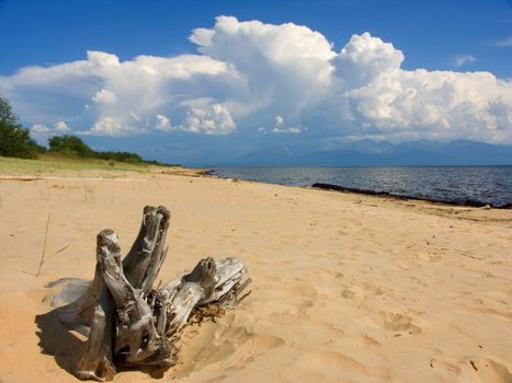 Sandy coast of lake Baikal