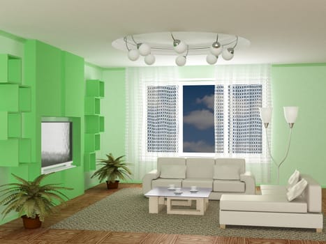 Interior of a room of rest. 3D image