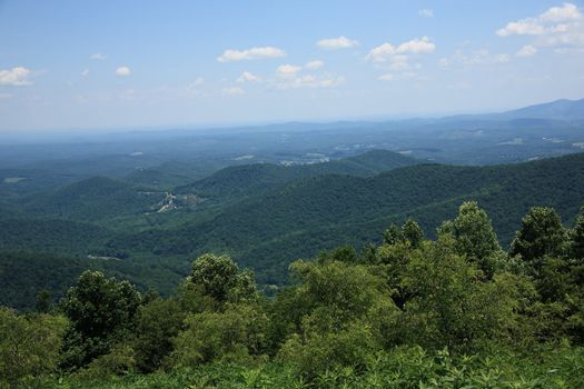 Summertime view from scenic Blue Ridge Parkway.